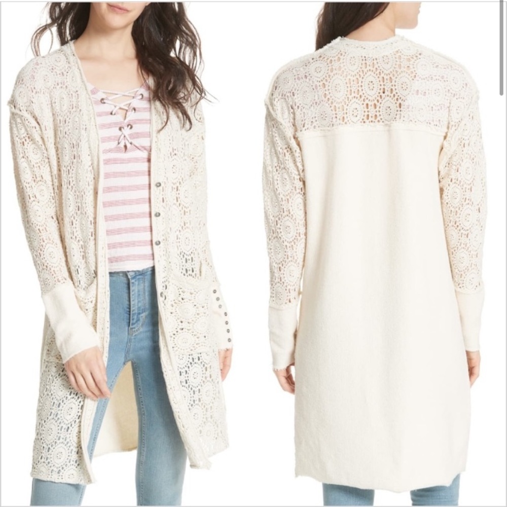 Free People Runaway Crochet duster cardigan